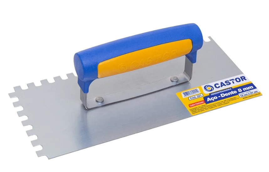 DESEMPENADEIRA ACO DENTADA 12 CM X 27 CM CABO EMBORRACHADO (221)  - CASTOR