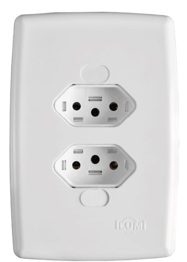 SAFIRA CONJ 4 X 2  2 TOMADAS MONOBLOCO 10A BRANCO (221200) - ILUMI