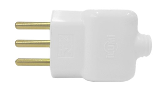 PINO MACHO PRENSA CABO BRANCO 3 PINOS 20A 250V (14351) - ILUMI