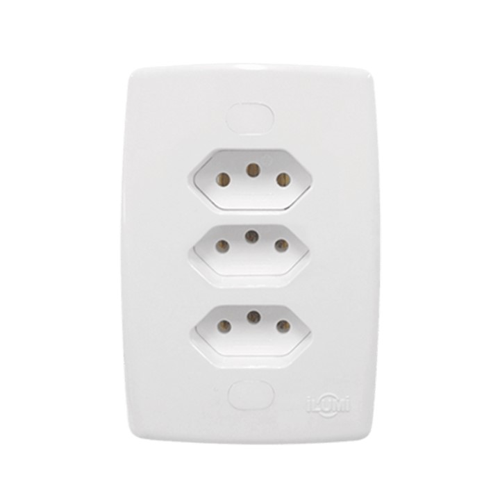 SAFIRA CONJ 4 X 2  3 TOMADAS MONOBLOCO 10A BRANCO (221201) - ILUMI