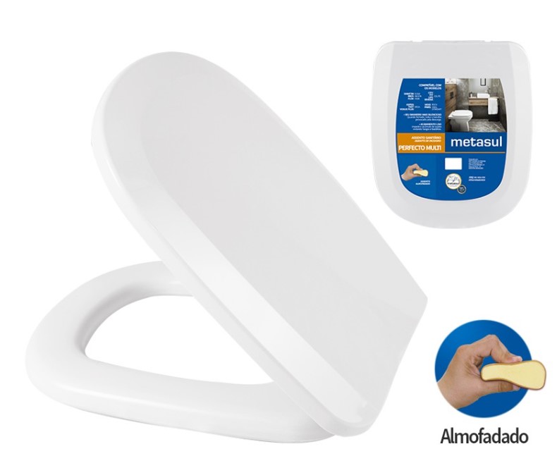 ASSENTO SANITARIO BRANCO ALMOFADADO PERFECTO MULTI QUADRADO (10507001)- METASUL