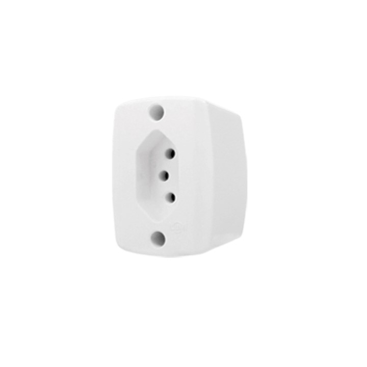 SOBREPOR BRANCO 1 TOMADA RETANGULAR 3 PINOS 20A 250V (16517) - ILUMI