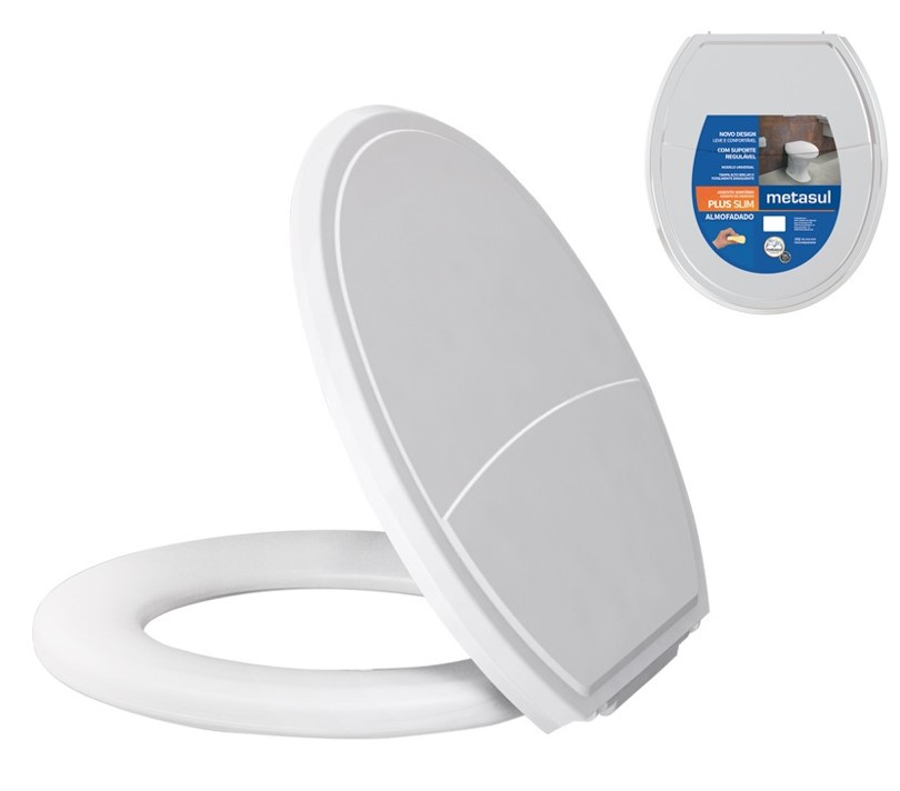 ASSENTO SANITARIO BRANCO ALMOFADADO PLUS SLIM (10504103)- METASUL