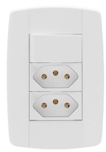 LEV CONJ 1 INTERRUPTOR SIMPLES + 2 TOMADA 3 PINOS 10A (87203) - ILUMI