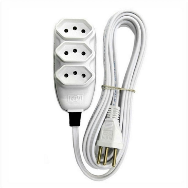 EXTENSAO COMPACTA BRANCA 10 M 3 TOMADAS 2 PINOS +T PP 10A (172001) - ILUMI