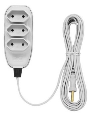 EXTENSAO COMPACTA BRANCA 10 M 3 TOMADAS 2 PINOS PARALELO 10A (17931) - ILUMI