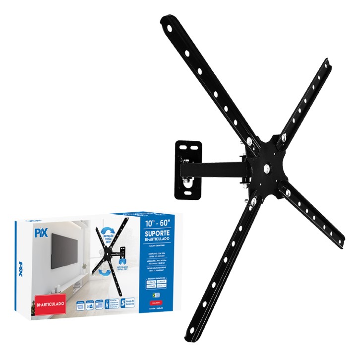 SUPORTE TV BI-ARTICULADO 10 A 60 3 MOVIMENTOS - PIX