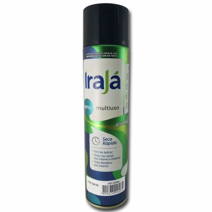 TINTA SPRAY USO GERAL PRETO BRILHANTE 400 ML (16.041)-IRAJA