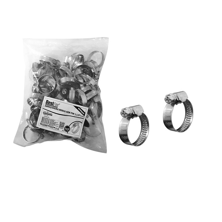 ABRACADEIRA ROSCA SEM FIM 1/1.8 19-29 MM INOX 50 PCS REFORCADA (BFH1789)-BESTFER