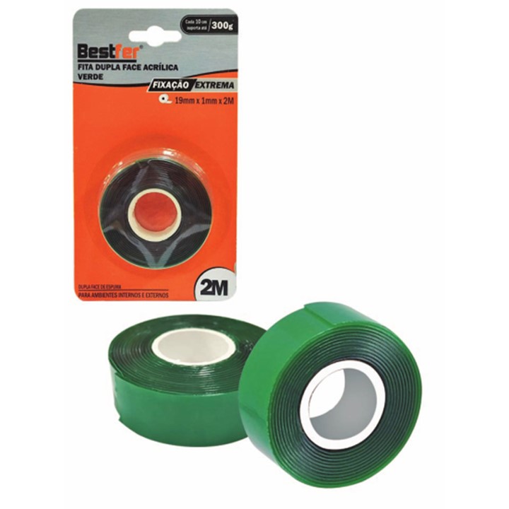 FITA DUPLA FACE ACRILICA VERDE 19 MM X 2 M (BFH1808) -BESTFER