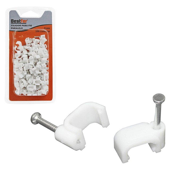 FIXA CABO 9 MM 100 PCS PREGO AÇO RETANGULAR (BHF1476) -BESTFER