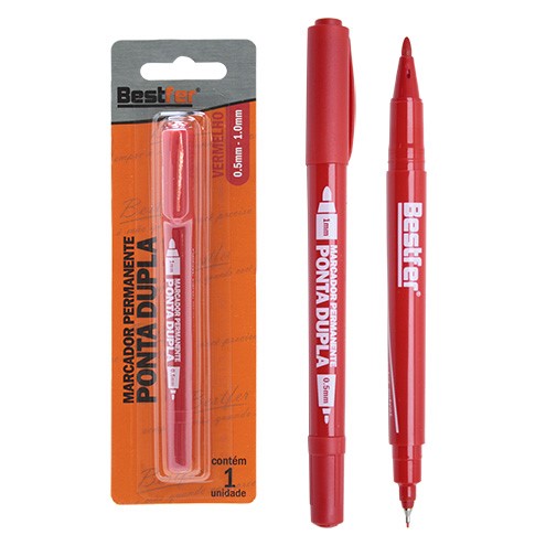 MARCADOR PERMANENTE VERMELHO 1,0 MM A 0,5 MM BLISTER (BFH3046) -BESTFER