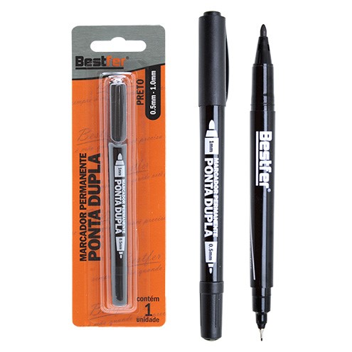 MARCADOR PERMANENTE PRETO 1,0 MM A 0,5 MM BLISTER (BFH3045) -BESTFER