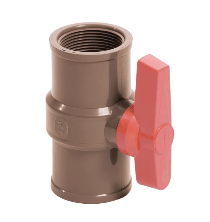 REGISTRO ESFERA ROSCA INTERNA 3/4 PVC MARROM - PEVESUL