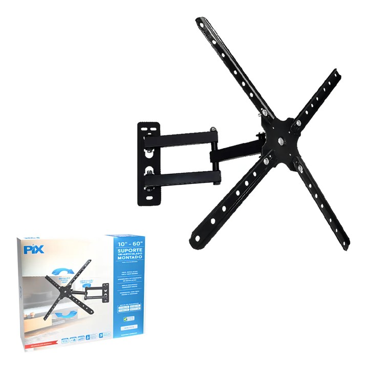 SUPORTE TV TRI-ARTICULADO 10 A 60 4 MOVIMENTOS - PIX