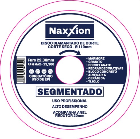 DISCO CORTE DIAMANTADO SEGMENTADO 110 MM X 22 MM  - NAXXION
