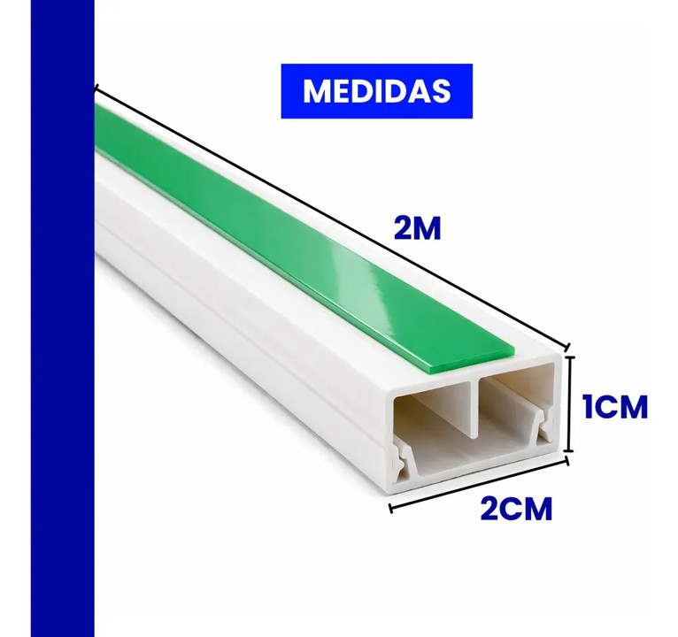 CANALETA P/ FIO BRANCA 2 X 1 X 2 M DUPLA FACE C/ DIVISORIA - NAXXION