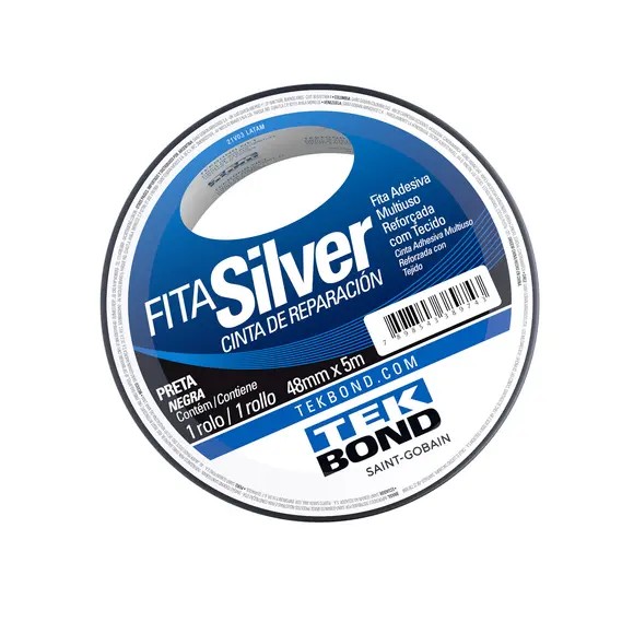 FITA SILVER TAPE PRETA 48 MM X 5 M - TEK BOND