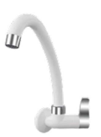 TORNEIRA PIA BICA MOVEL PAREDE 1/4 VOLTA ABS ORQUIDEA BRANCA/CROMADA SLIM (1071)  - SOCEL