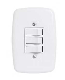CONJ 3 INTERRUPTOR SIMPLES 10A IDEALE (3205) - PLUZIE