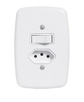 CONJ 1 INTERRUPTOR SIMPLES 10A + 1 TOMADA 3 PINOS 20A IDEALE (3216) -PLUZIE