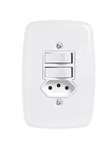 CONJ 2 INTERRUPTOR SIMPLES 10A + 1 TOMADA 3 PINOS 10A IDEALE (3219) -PLUZIE