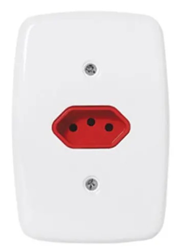 CONJ 1 TOMADA 3 PINOS VERMELHA 20A IDEALE (3231) - PLUZIE
