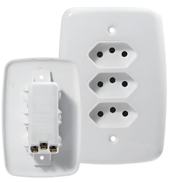 CONJ 3 TOMADA 3 PINOS 20A MONOBLOC IDEALE(4203) - PLUZIE