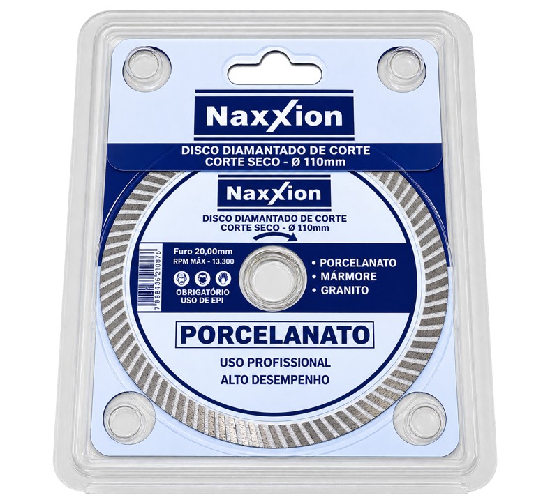 DISCO CORTE DIAMANTADO PORCELANATO 100 MM X 20 MM FINO - NAXXION