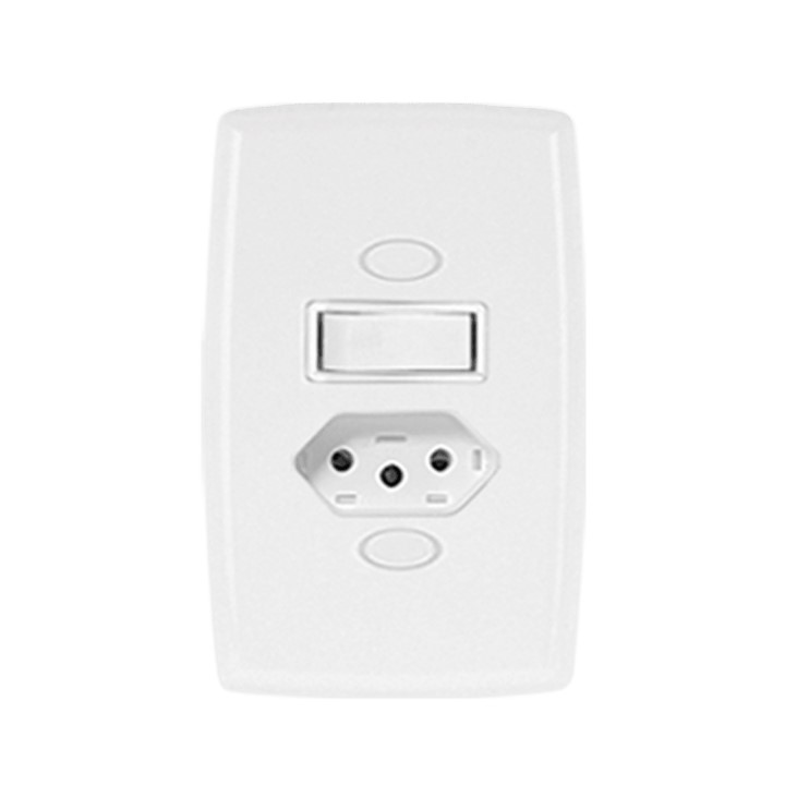 SAFIRA CONJ 4 X 2 1 INTERRUPTOR PARALELO + 1 TOMADA 3 PINOS 10A BRANCO (22280) - ILUMI