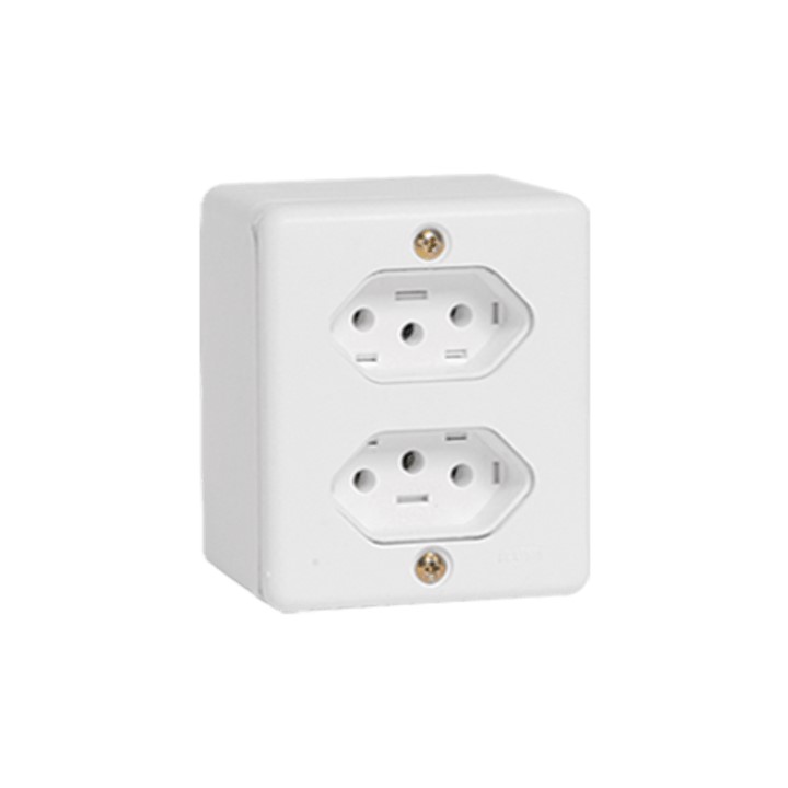 BOX BRANCA CONJ 2 TOMADAS 3 PINOS 10A (63120) - ILUMI