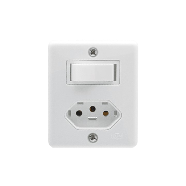BOX BRANCA CONJ 1 INTERRUPTOR SIMPLES + 1 TOMADA 3 PINOS  (63200) - ILUMI
